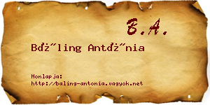 Báling Antónia névjegykártya